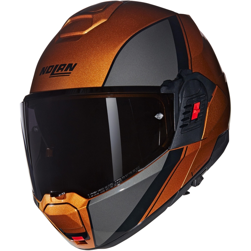 Klappbarer Motorradhelm Nolan N120-1 Verniciatura Speciale N-COM 343 glänzend ocker-schwarz