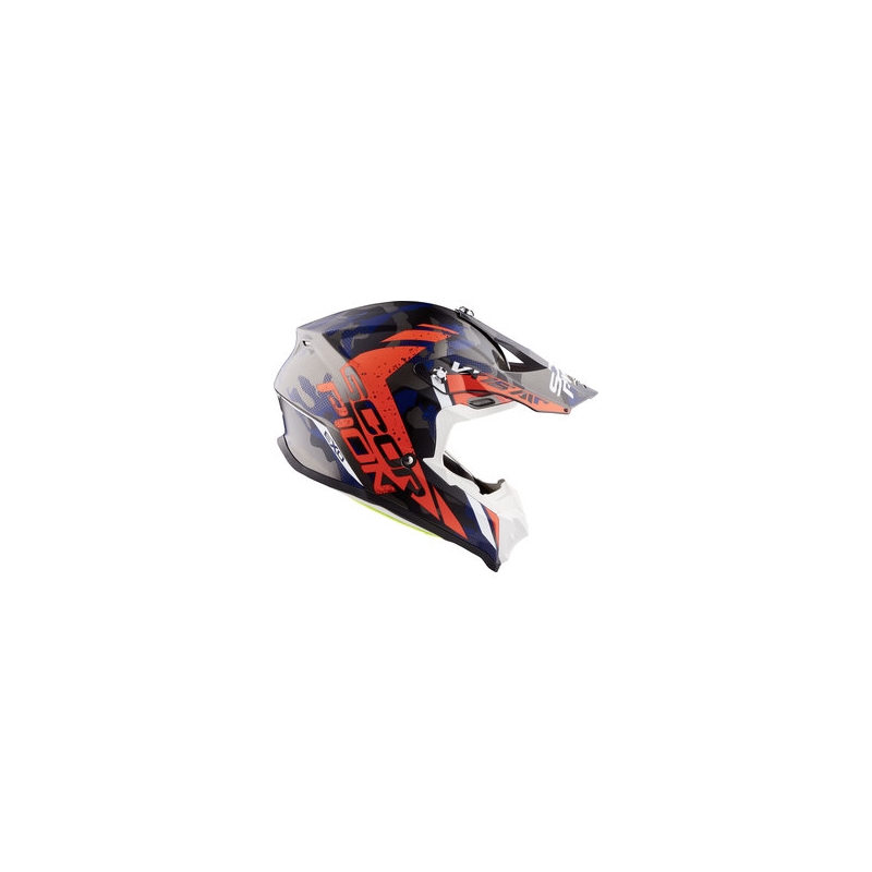 Motocross Helm Scorpion VX-16 Air Waka silber-rot-blau