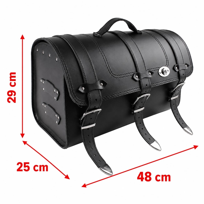 Motorradkoffer aus Leder für Chopper RSA-131A mit Schloss