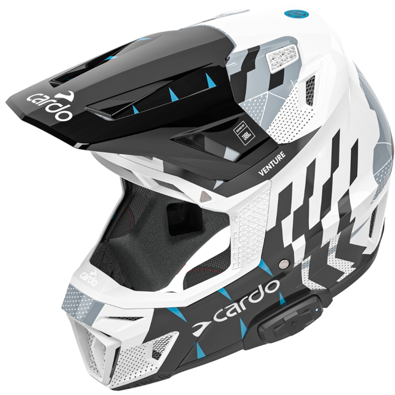 Cardo Venture Motorrad-Motocross-Helm schwarz-weiß-grau