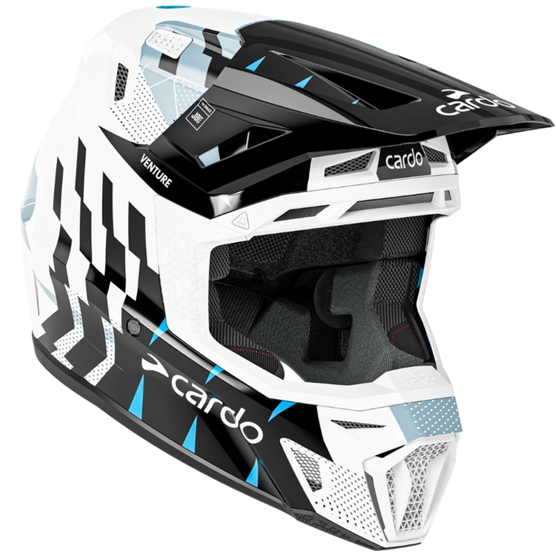 Cardo Venture Motorrad-Motocross-Helm schwarz-weiß-grau