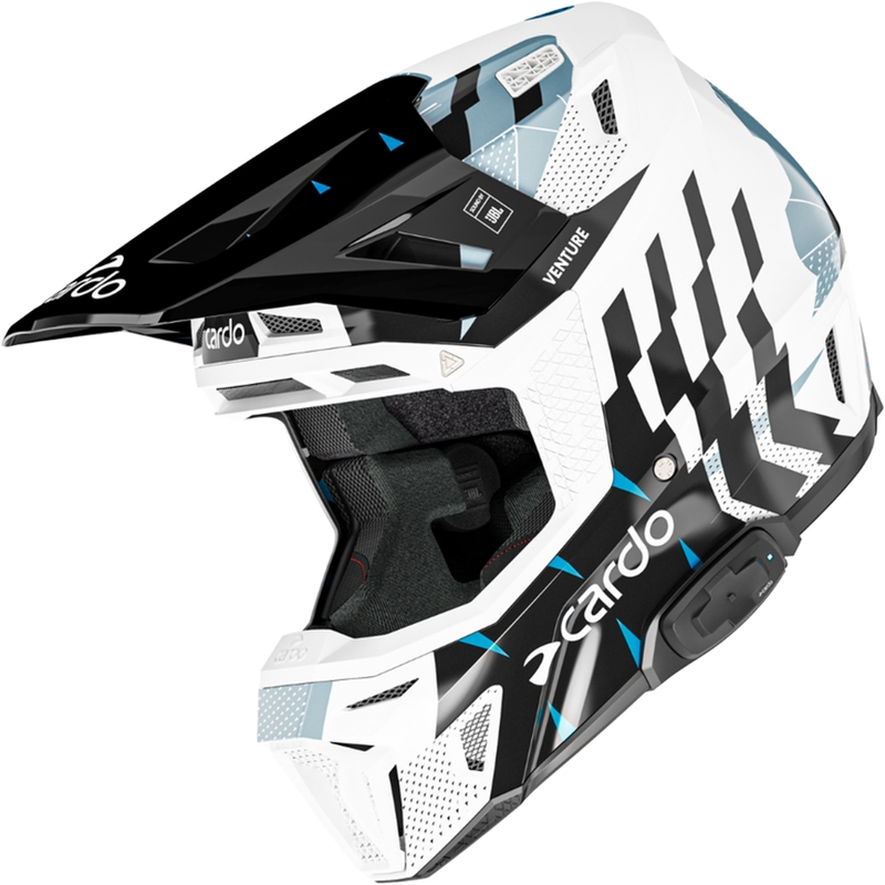 Cardo Venture Motorrad-Motocross-Helm schwarz-weiß-grau