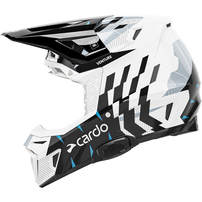 Cardo Venture Motorrad-Motocross-Helm schwarz-weiß-grau