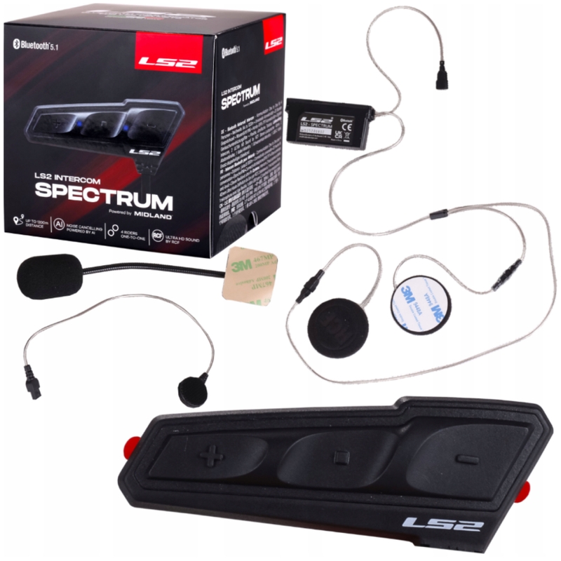 Bluetooth-Motorrad-Intercom LS2 Spectrum schwarz