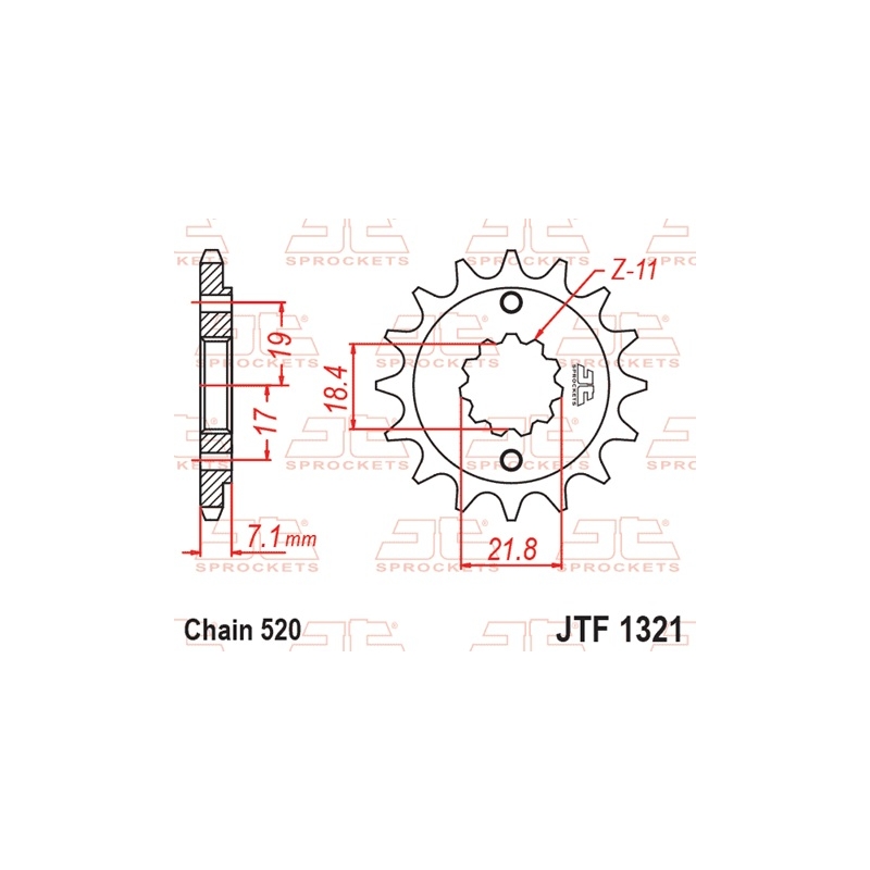 Ritzel JT 14T, 520 rubber cushioned