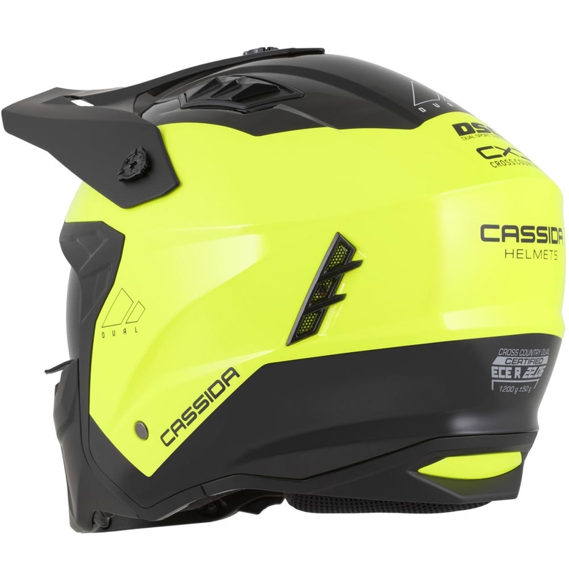 Modularer Motorradhelm Cassida Cross Country Dual, fluoreszierend gelb-schwarz