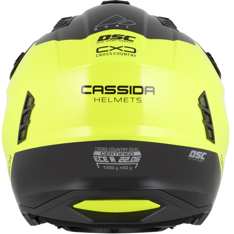 Modularer Motorradhelm Cassida Cross Country Dual, fluoreszierend gelb-schwarz