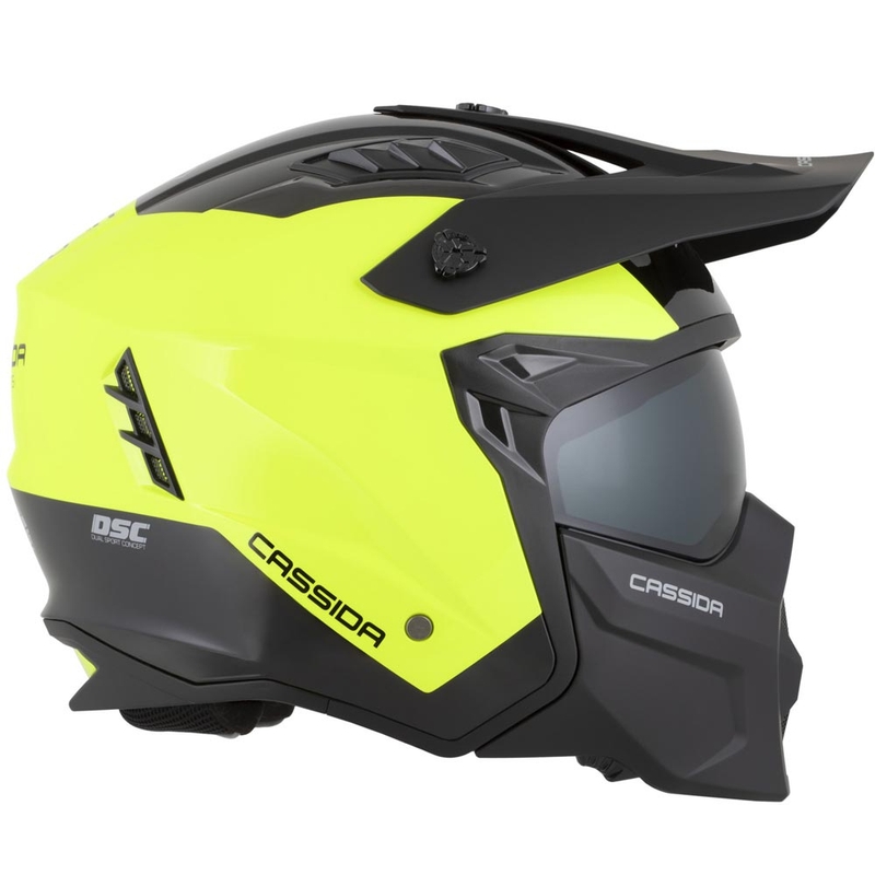 Modularer Motorradhelm Cassida Cross Country Dual, fluoreszierend gelb-schwarz