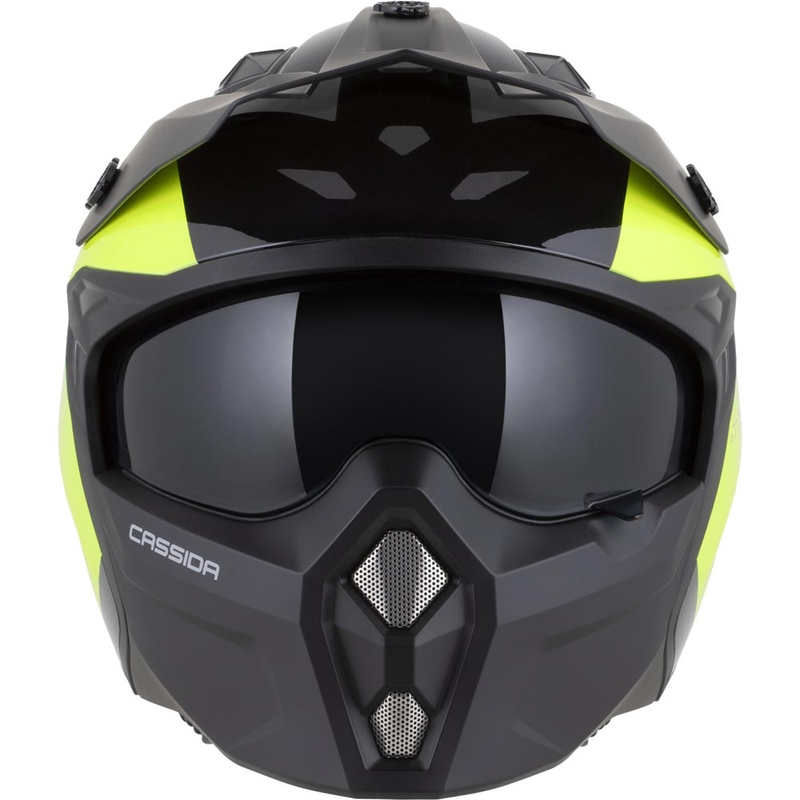 Modularer Motorradhelm Cassida Cross Country Dual, fluoreszierend gelb-schwarz