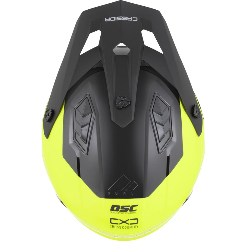 Modularer Motorradhelm Cassida Cross Country Dual, fluoreszierend gelb-schwarz