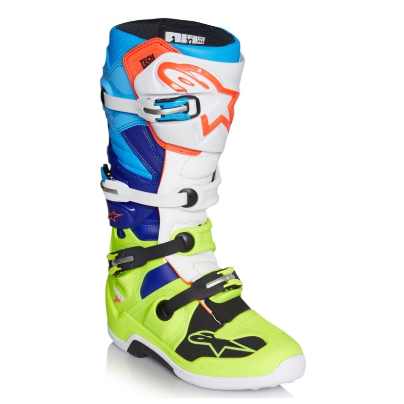 Alpinestars Tech 7 Motorradstiefel gelb-weiß-blau-rot-schwarz