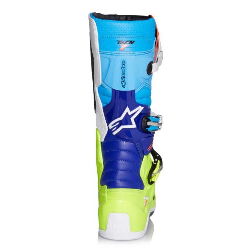 Alpinestars Tech 7 Motorradstiefel gelb-weiß-blau-rot-schwarz