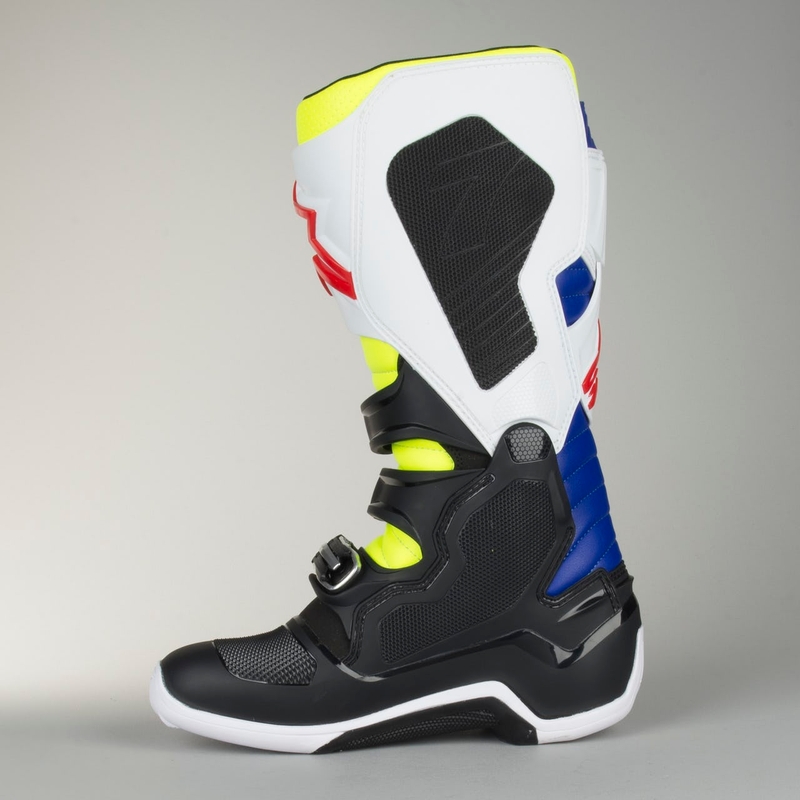 Alpinestars Tech 7 weiß-schwarz-blau-rot-fluo gelb Motorradstiefel