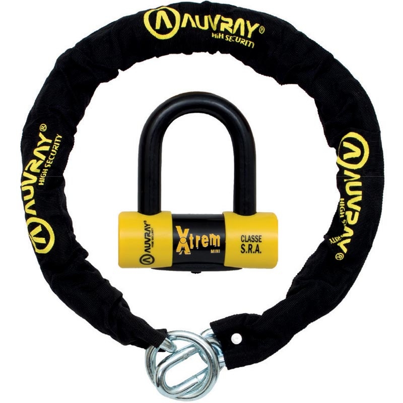 AUVRAY X-Lock Scheibenschloss mit Kette 120 cm schwarz-gelb
