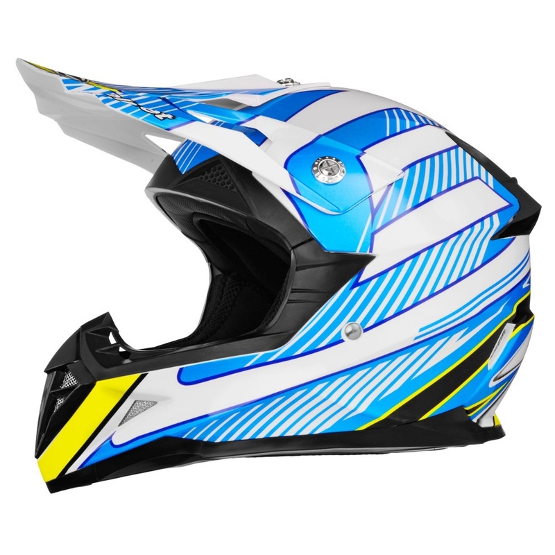 Motocross Helm ZED X1.9D weiß-blau-gelb-schwarz Ausverkauf