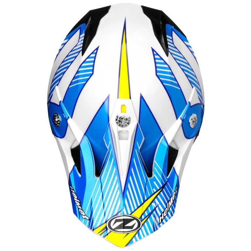 Motocross Helm ZED X1.9D weiß-blau-gelb-schwarz Ausverkauf