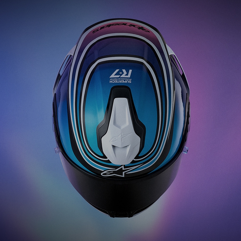 Alpinestars S-R7 Zeal Integralhelm, schwarz-blau-fluoreszierend pink-weiß