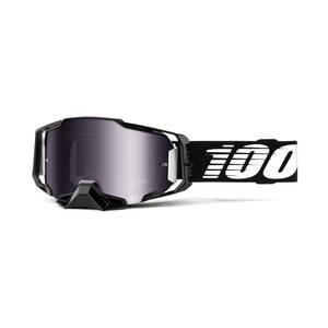 Motocrossbrille 100% ARMEGA schwarz (silbernes Plexiglas)