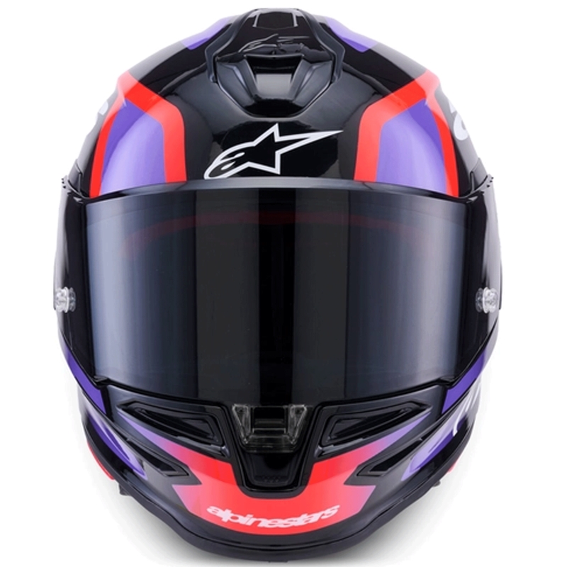 Alpinestars S-R7 Lumen Integralhelm für Motorräder, schwarz-lila-fluoreszierend rot-weiß