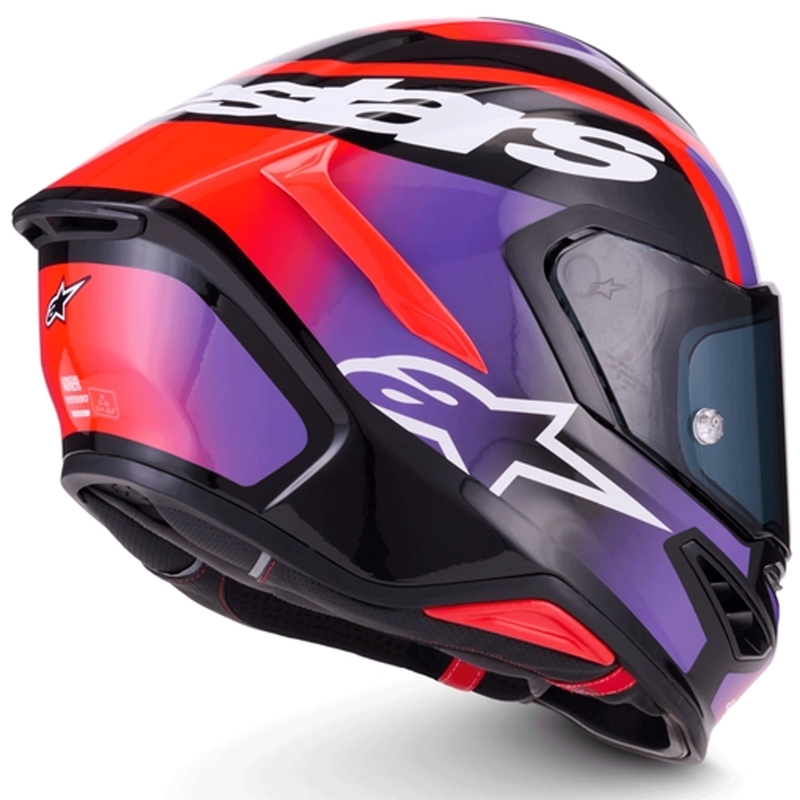 Alpinestars S-R7 Lumen Integralhelm für Motorräder, schwarz-lila-fluoreszierend rot-weiß