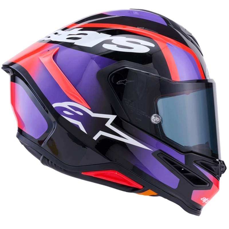 Alpinestars S-R7 Lumen Integralhelm für Motorräder, schwarz-lila-fluoreszierend rot-weiß