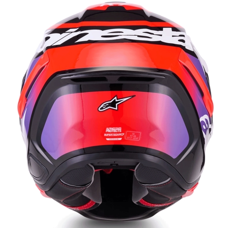 Alpinestars S-R7 Lumen Integralhelm für Motorräder, schwarz-lila-fluoreszierend rot-weiß
