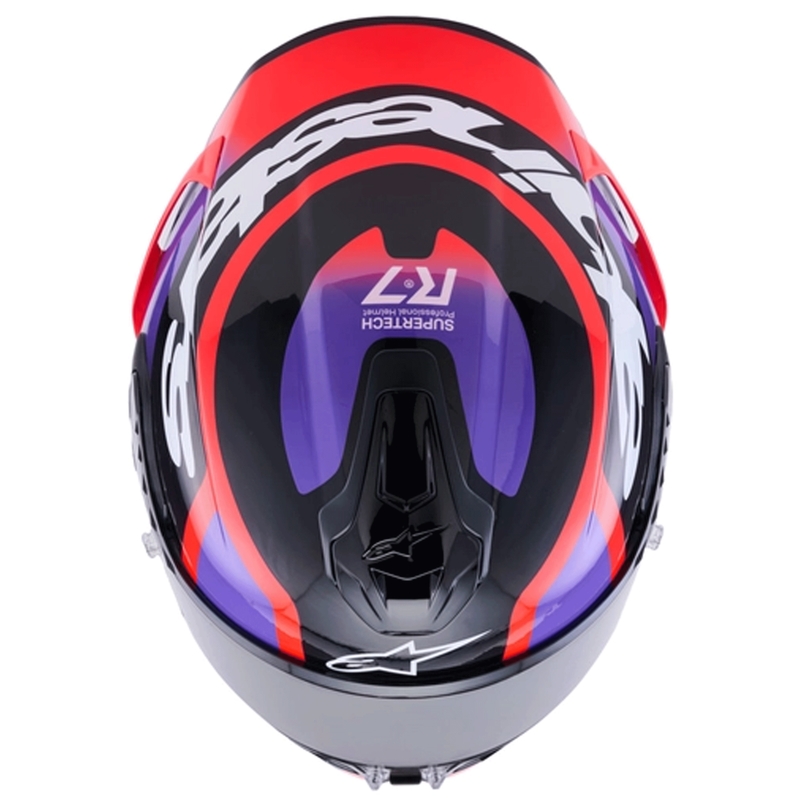 Alpinestars S-R7 Lumen Integralhelm für Motorräder, schwarz-lila-fluoreszierend rot-weiß