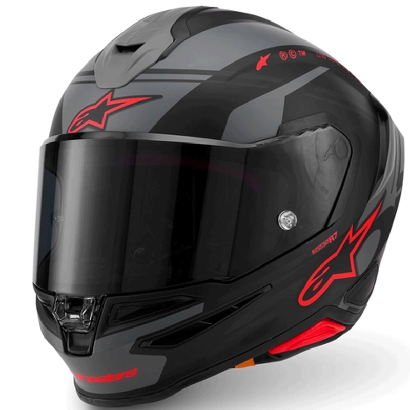 Integrální helma na motorku Alpinestars S-R7 A-Core černo-šedo-červená matná