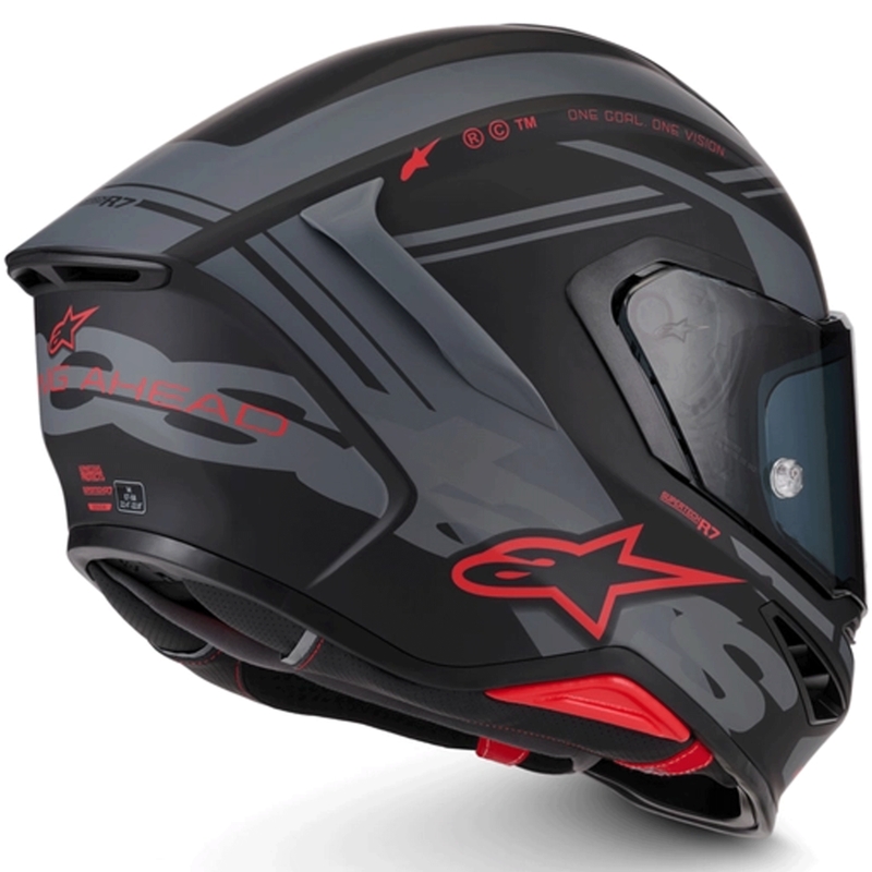 Integrální helma na motorku Alpinestars S-R7 A-Core černo-šedo-červená matná