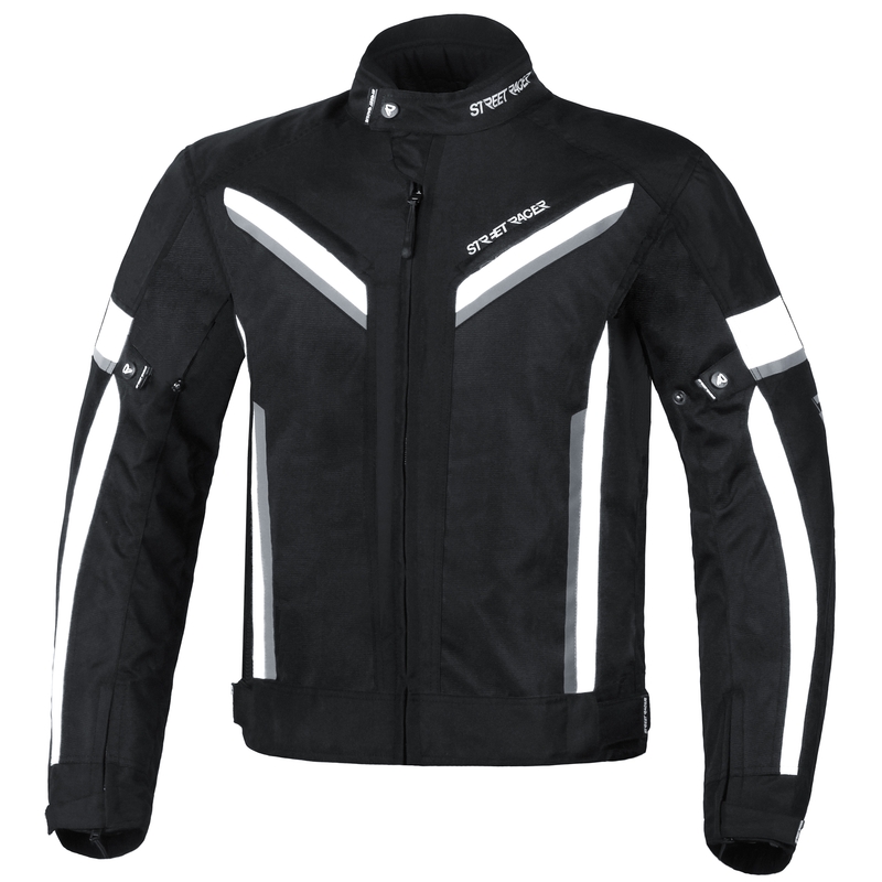 Street Racer Viper Schwarz und Weiß verkürzte Motorradjacke Ausverkauf