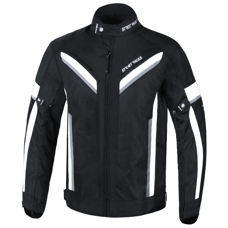 Street Racer Viper Schwarz und Weiß Extended Motorrad Jacke Ausverkauf