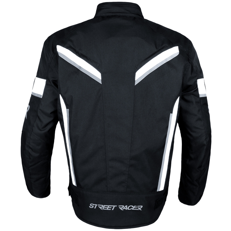 Street Racer Viper Schwarz und Weiß Extended Motorrad Jacke Ausverkauf