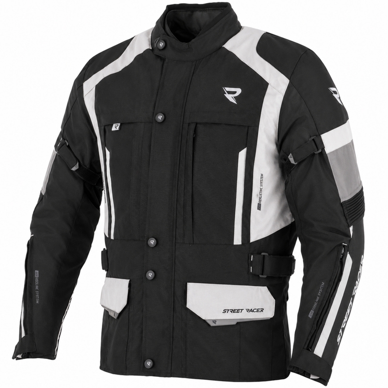 Street Racer Hilax Motorradjacke schwarz-hellgrau