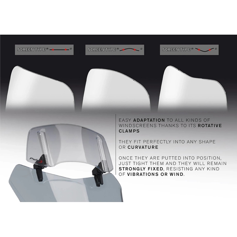 Multiadjustable visor PUIG 2.0 clip-on transparent