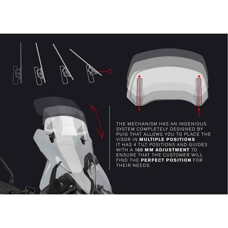 Multiadjustable visor PUIG 2.0 clip-on transparent