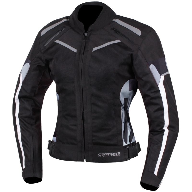 Street Racer Betty Damen Motorradjacke mit schwarzem und weißem Tarnmuster