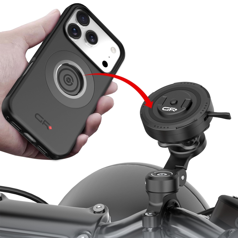 Motorradlenker-Handyhalterung mit verstellbarem Arm GRxplore MT11 schwarz