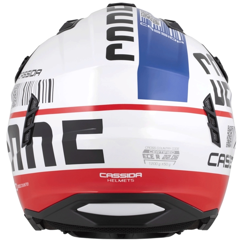 Modularer Motorradhelm Cassida Cross Country Code weiß-rot-blau-schwarz
