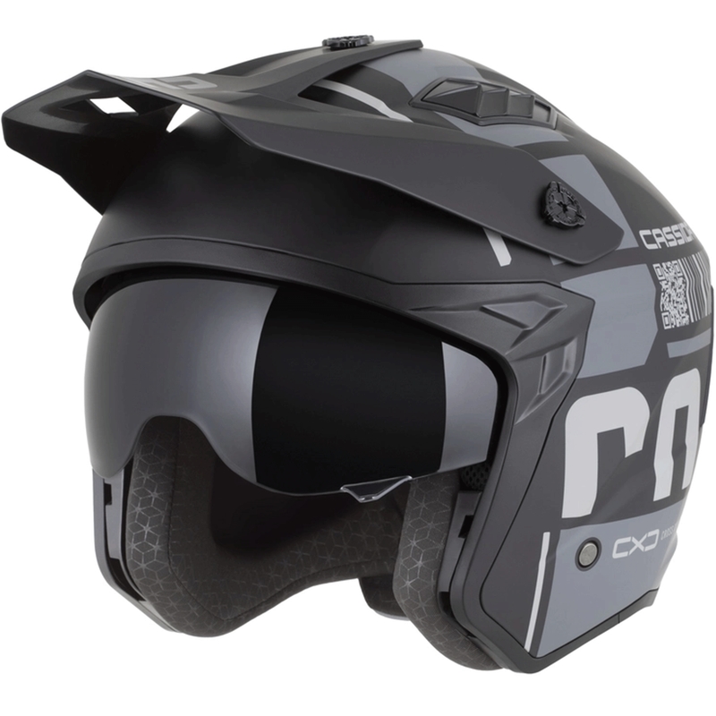 Modularer Motorradhelm Cassida Cross Country Code, matt schwarz-dunkelgrau-hellgrau