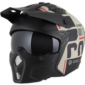 Modularer Motorradhelm Cassida Cross Country Code, matt sand-schwarz-rot