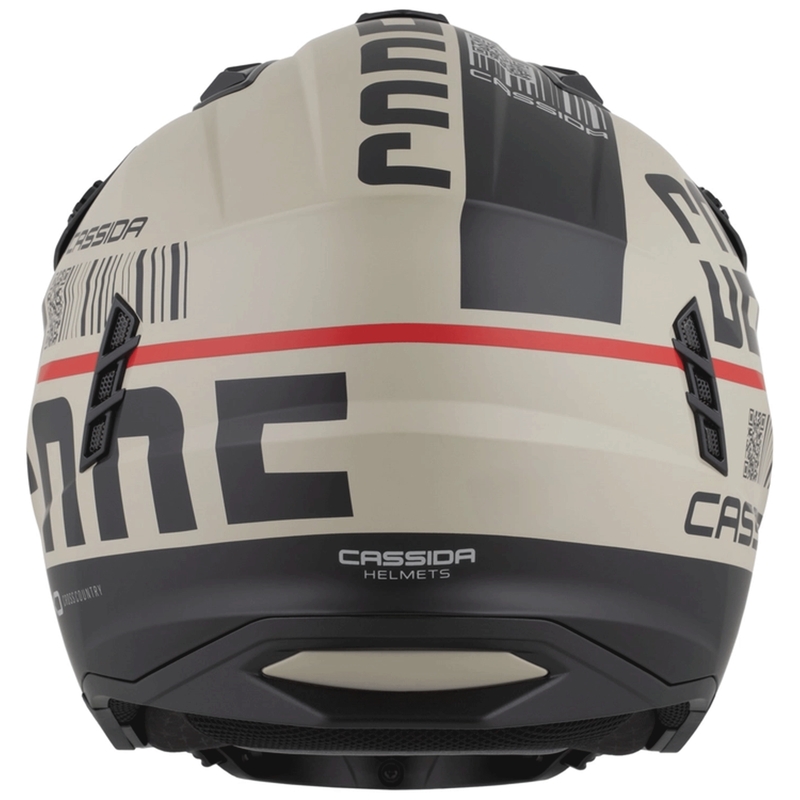 Modularer Motorradhelm Cassida Cross Country Code, matt sand-schwarz-rot