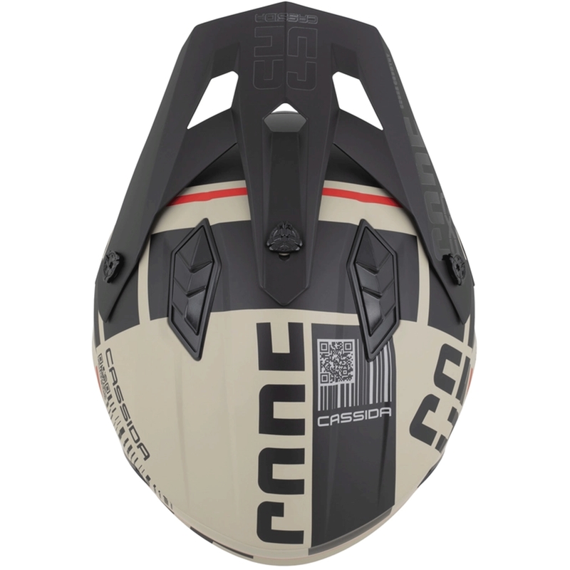 Modularer Motorradhelm Cassida Cross Country Code, matt sand-schwarz-rot