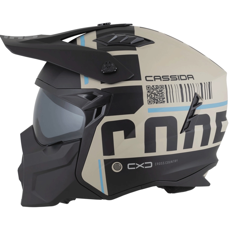 Modularer Motorradhelm Cross Country Code, matt sand-schwarz-hellblau