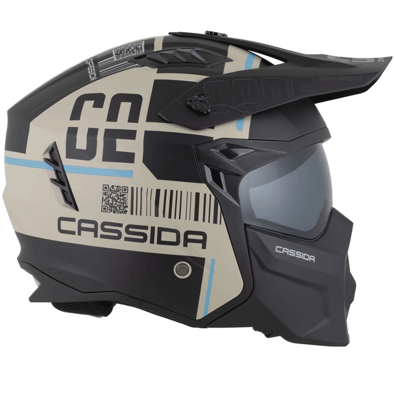 Modularer Motorradhelm Cross Country Code, matt sand-schwarz-hellblau