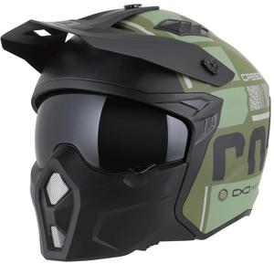 Modularer Motorradhelm Cassida Cross Country Code, mattgrün-grau-schwarz
