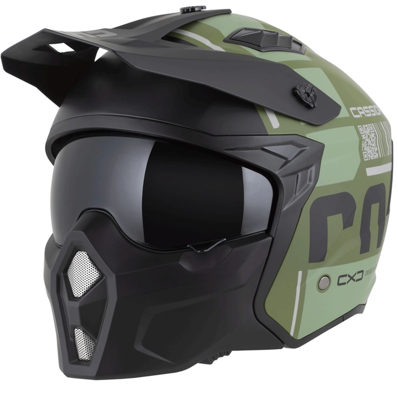 Modularer Motorradhelm Cassida Cross Country Code, mattgrün-grau-schwarz