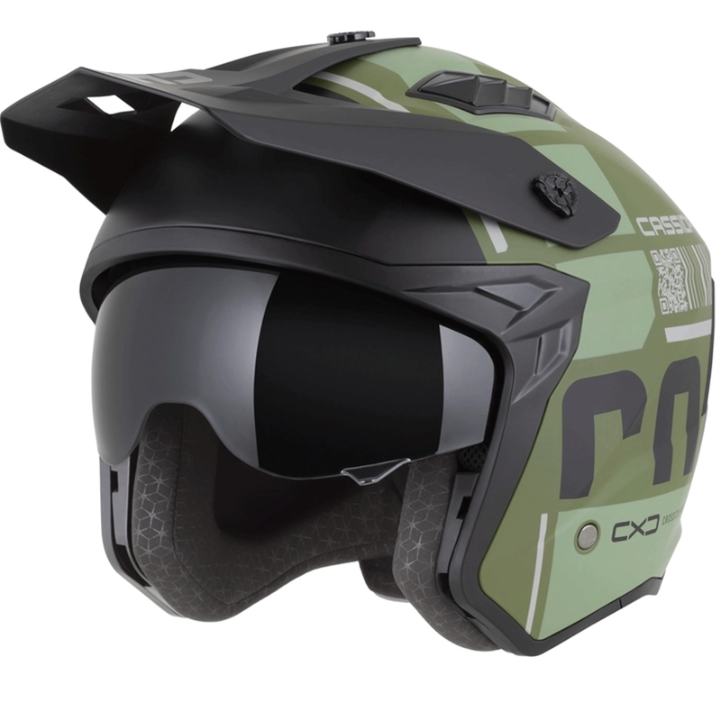 Modularer Motorradhelm Cassida Cross Country Code, mattgrün-grau-schwarz