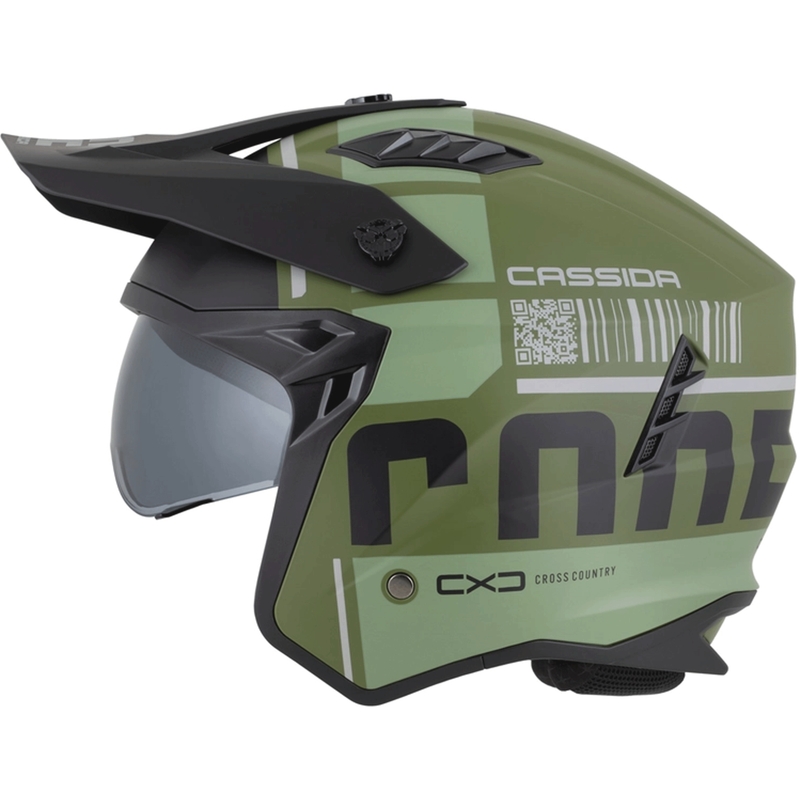 Modularer Motorradhelm Cassida Cross Country Code, mattgrün-grau-schwarz
