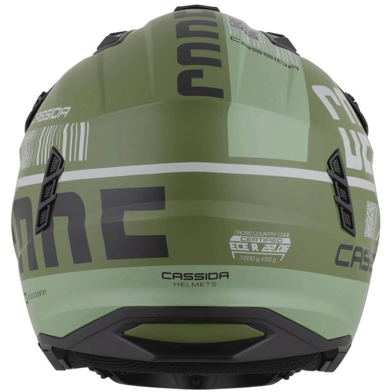 Modularer Motorradhelm Cassida Cross Country Code, mattgrün-grau-schwarz
