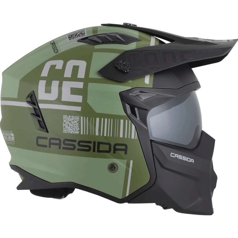 Modularer Motorradhelm Cassida Cross Country Code, mattgrün-grau-schwarz